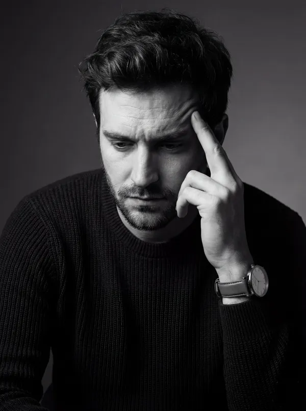 Quiet Thoughts in Black & White Portrait