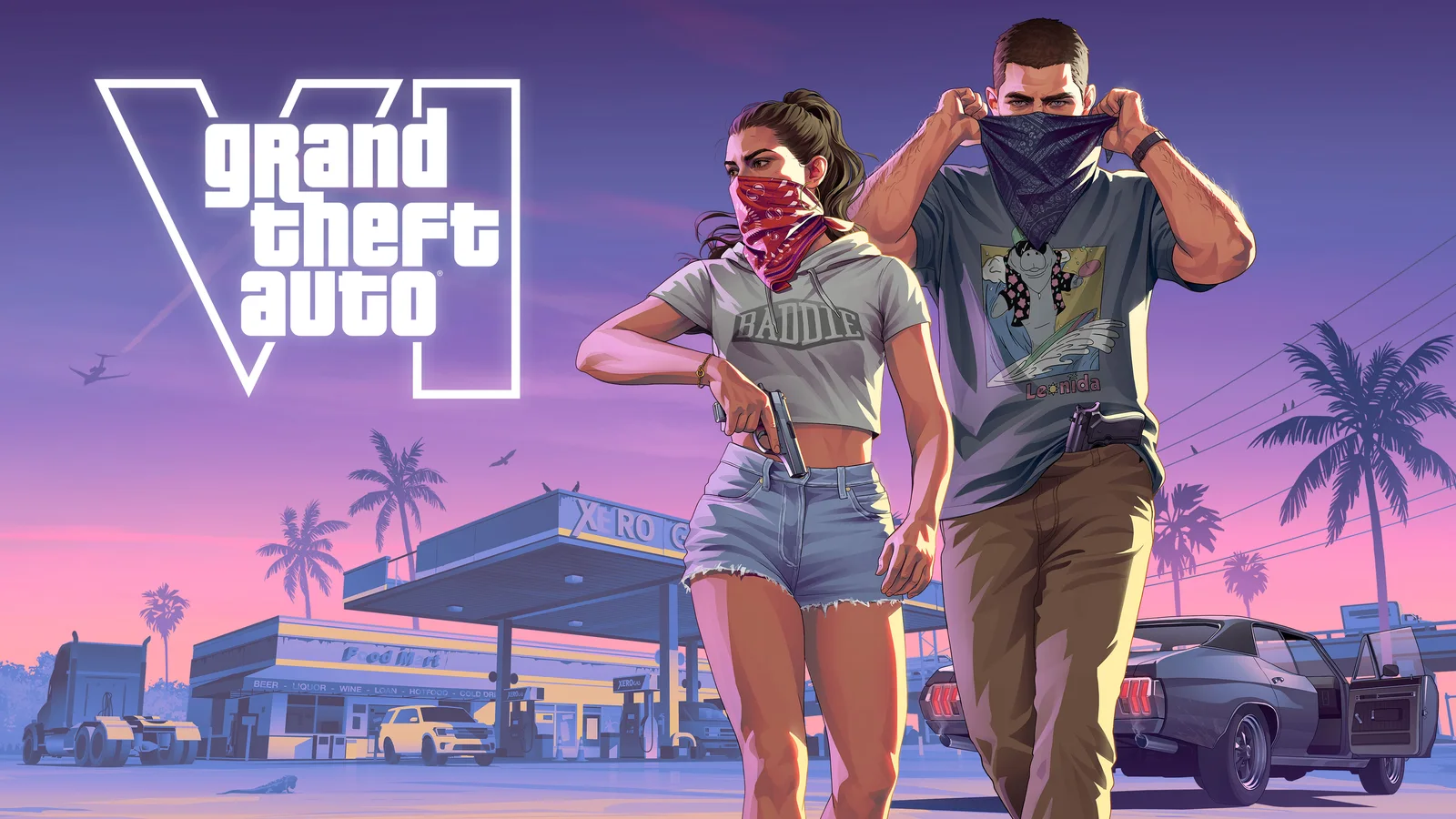Jason and Lucia Robbery With Logo, official GTA VI posters image reference